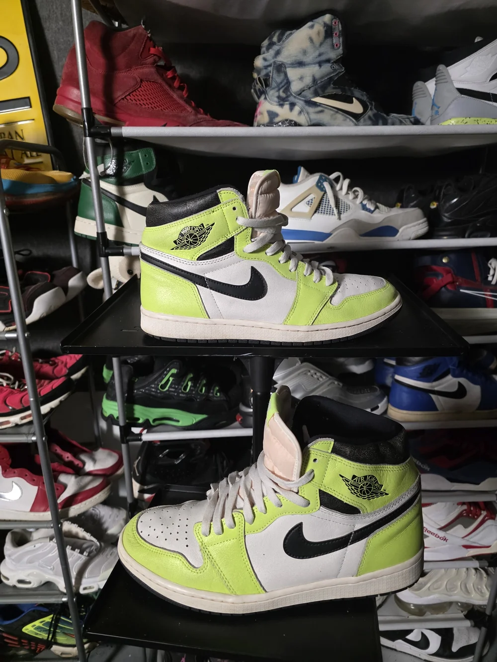 🔥 Nike Air Jordan 1 High Neon Green/Black/White Visionaire Men Size 10.5